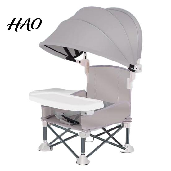 Travel-friendly Toddler Booster Chair Foldable with 3-point Harness Storage Bag Easy-to-clean Dining Adjustable Straps Removable Tray Portable Feeding