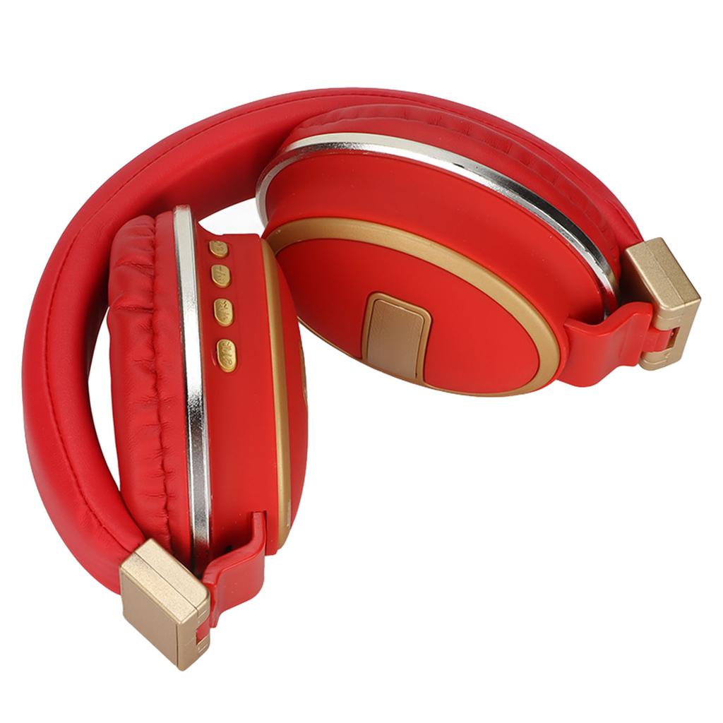 LX‑510BT Bluetooth Headset Folding Plug in Comfortable Leather Ear Cups Music Headphones for PC Phone Red