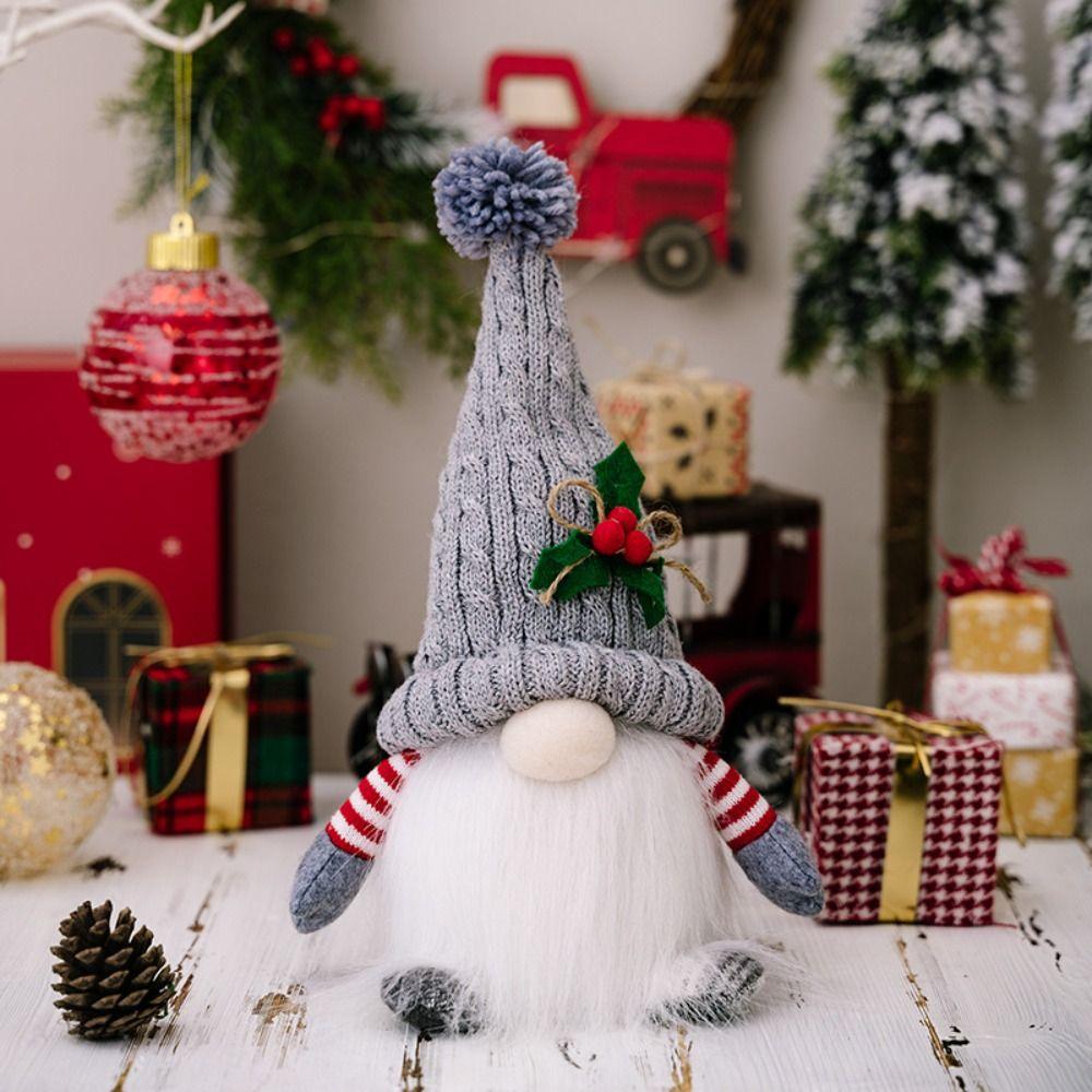 Gnome Doll Dwarf Doll With Lights Faceless Doll Cartoon Christmas Dwarf Knitted Hat Christmas