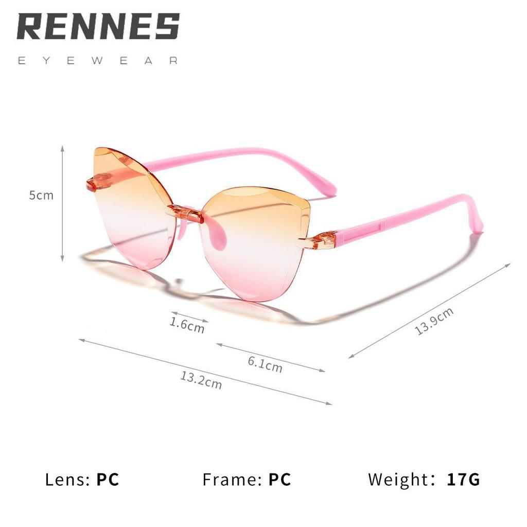New children's gradual change cat's eye frameless sunglasses girls personality street concave shape essential sunshade sunglasses