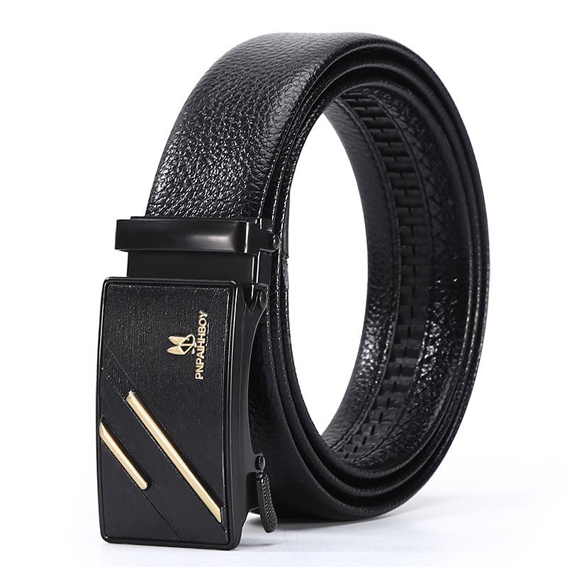 Ремень мужской повседневный деловой ремень автоматическая пряжка коровья кожа средний зеленый ремень