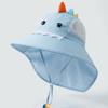 Kids' Cute Dinosaur Pattern Decoration Sun Hat with Neck Flap - Wide Brim UV Protection Fisherman Cap for Boys & Girls