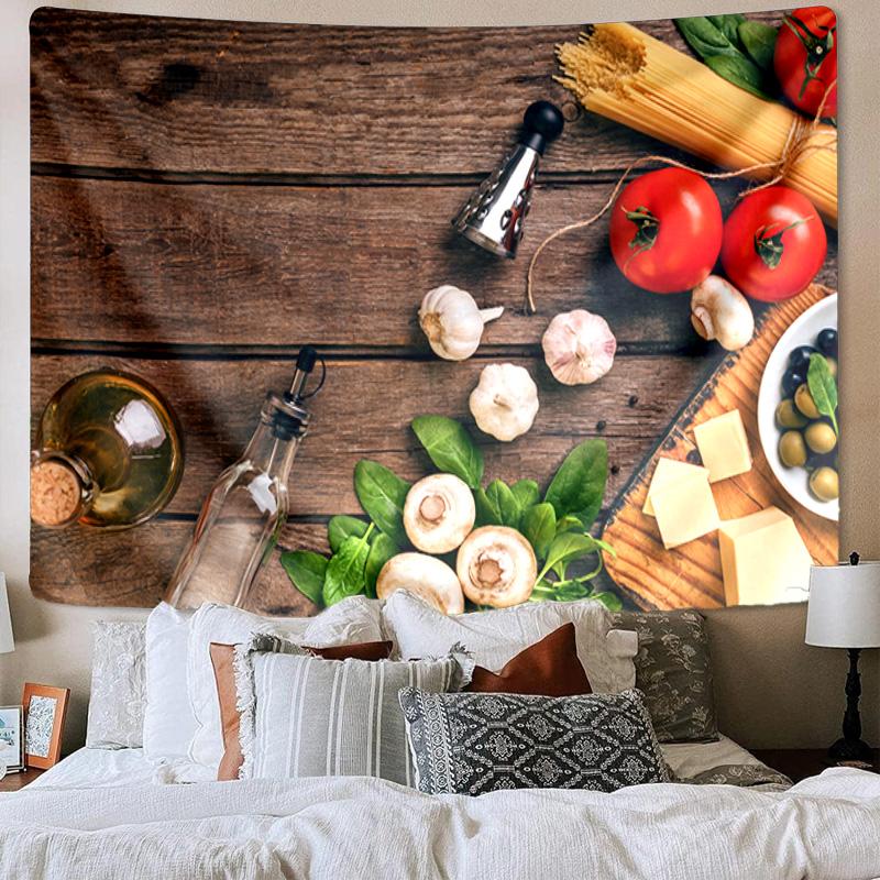 Spice Variety On Wooden Background Tapestry Room Decoration Wall Hanging for Living Room Bedroom, dormitory, Birthday and Christmas gifts