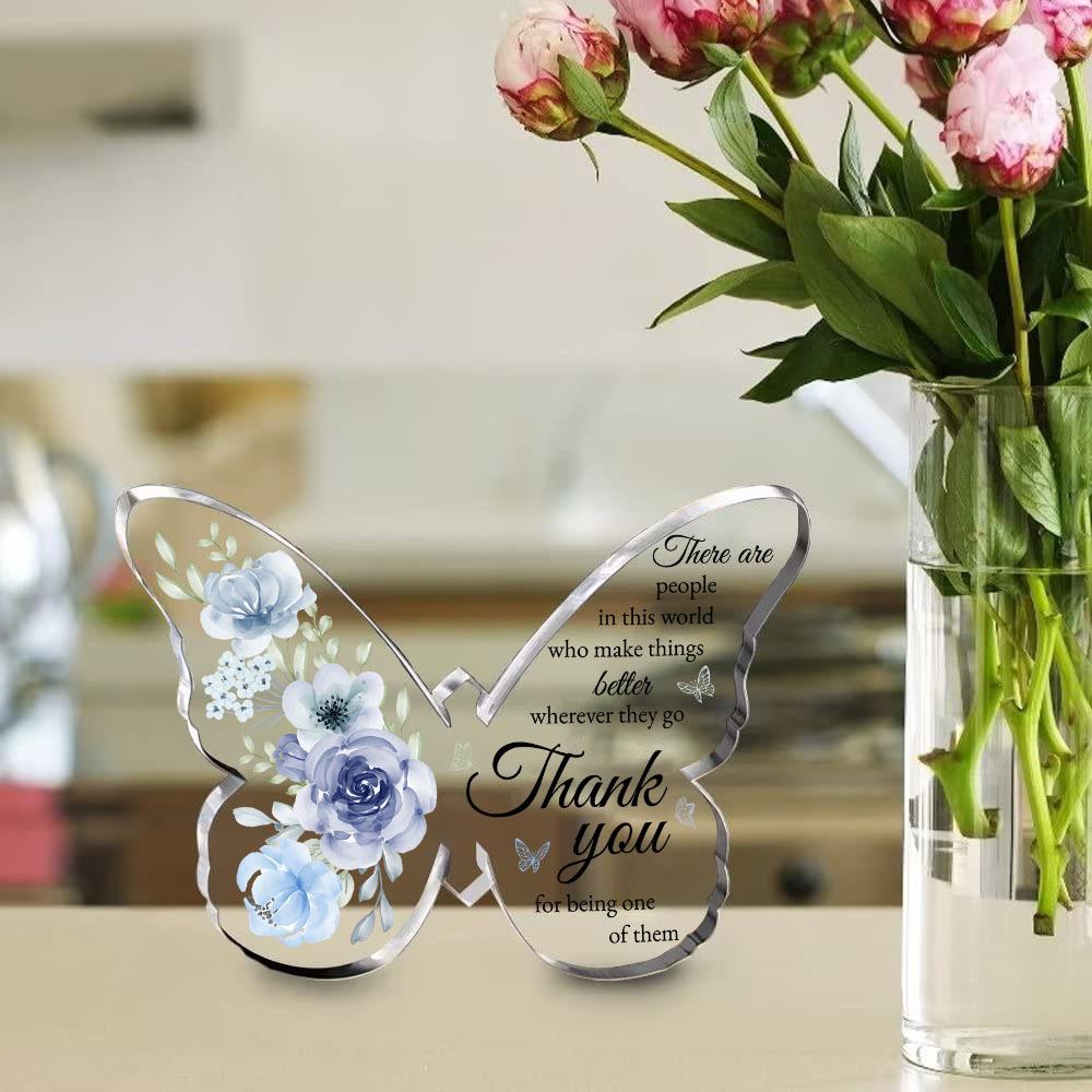 Heartfelt Appreciation Acrylic Plaque with Floral Butterfly Design - Inspirational Thank You Gift for Teachers, Leaders, Coworkers, Bosses, Mentor