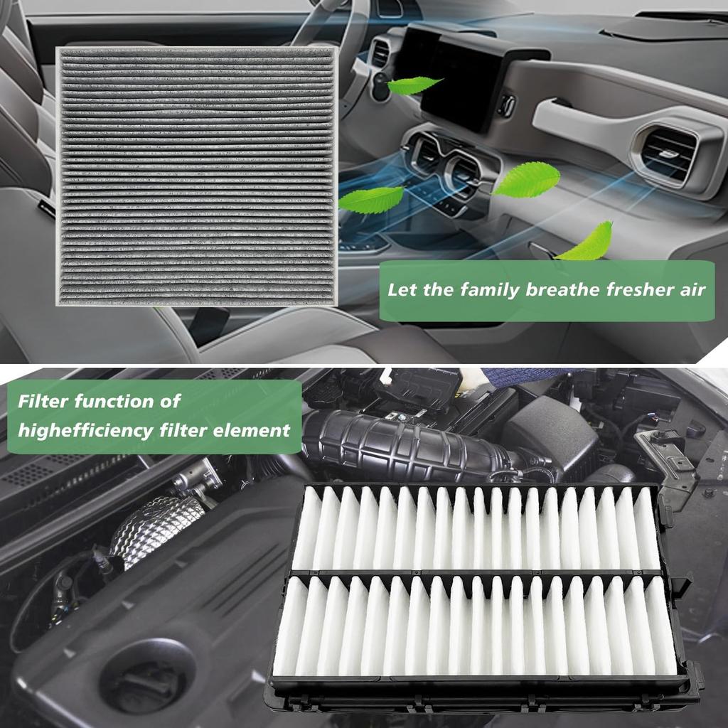 JOJOMARK Cabin And Engine Air Filter Set Fits For -25 K5, -25 Sportage, -25 Sorento, -25 Santa Cruz, -25 Sonata, -25 Santa Fe, -25 Tucson,