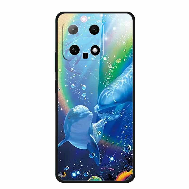 Чехол для телефона Xiaomi 14: Дизайн с разноцветными бабочками, Закаленное стекло, Креативный стиль, Хит продаж