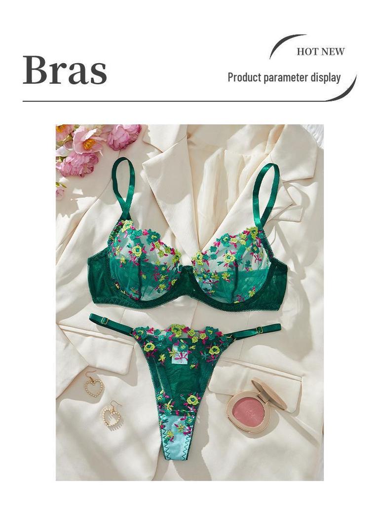 Французский кружевной комплект нижнего белья с вышивкой в виде цветов: Сексуальный и Привлекательный Дизайн в Наличии
