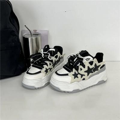 Женские кроссовки на платформе со звездным дизайном, повседневные спортивные туфли со шнуровкой, удобные кроссовки для бега на открытом воздухе, теннисные туфли для пары 36-42