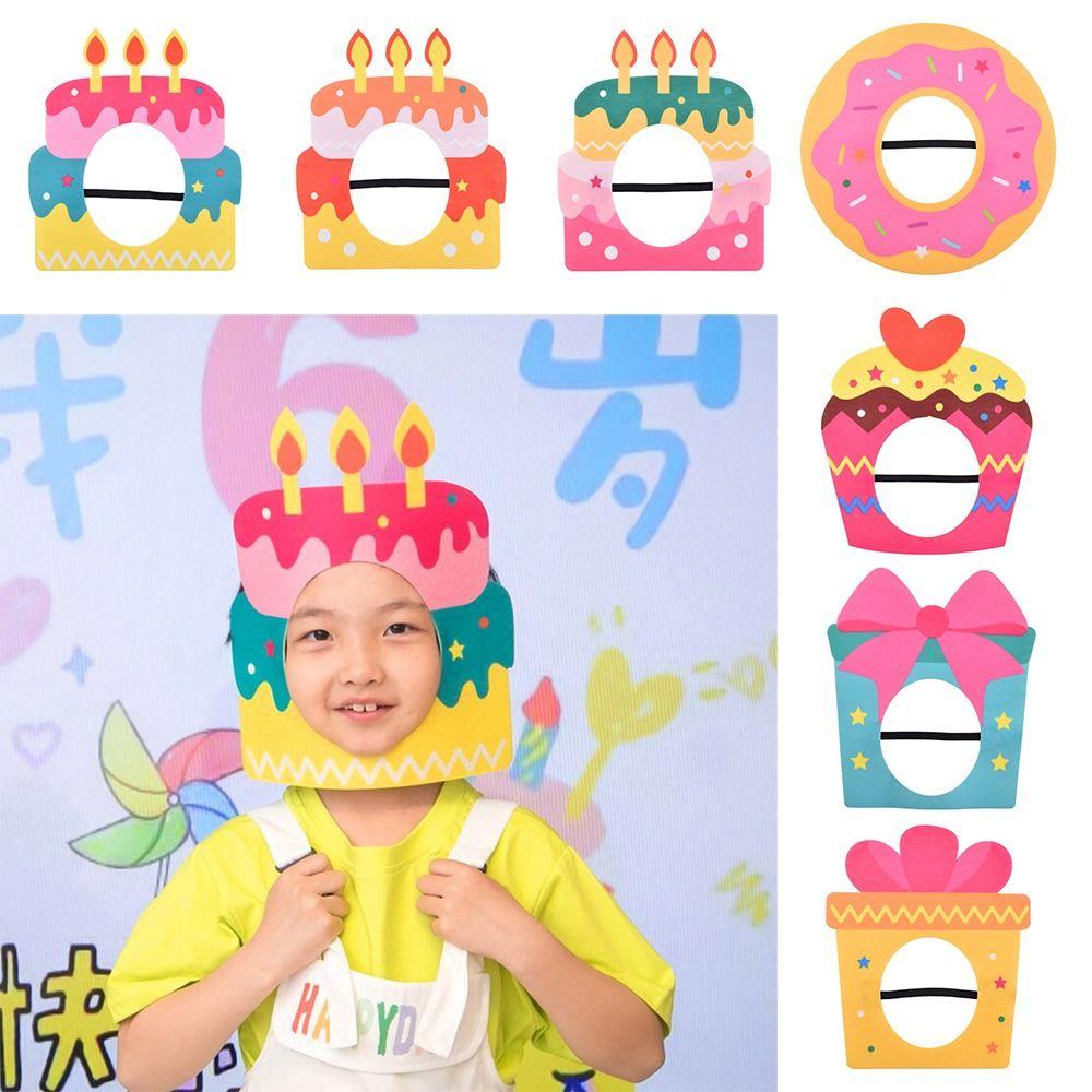 Multicolor Cake Hat Party Cap Cartoon Cake Felt Cake Decoration Mask Birthday Cake Style Photo Props Party Photo Props
