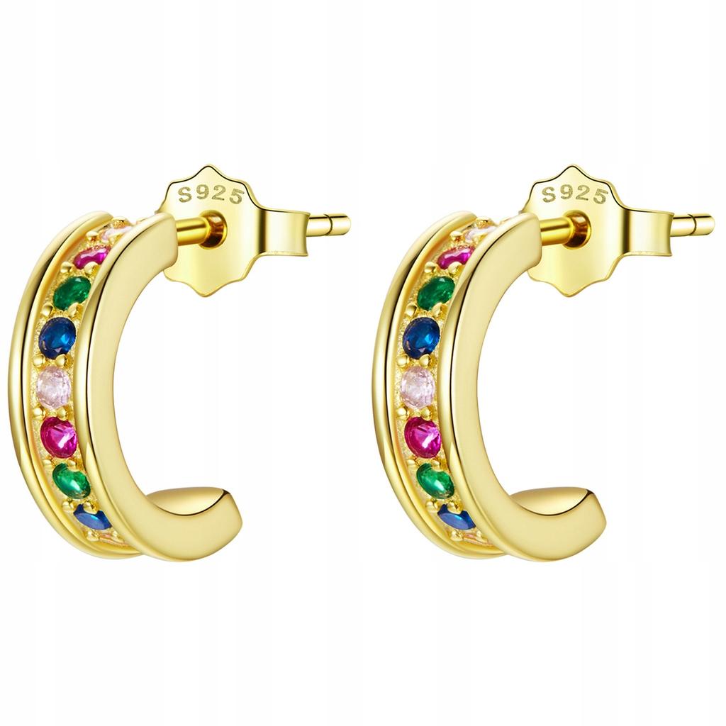 S925 Earrings -Plated Colorful Stud Zircons Crystals