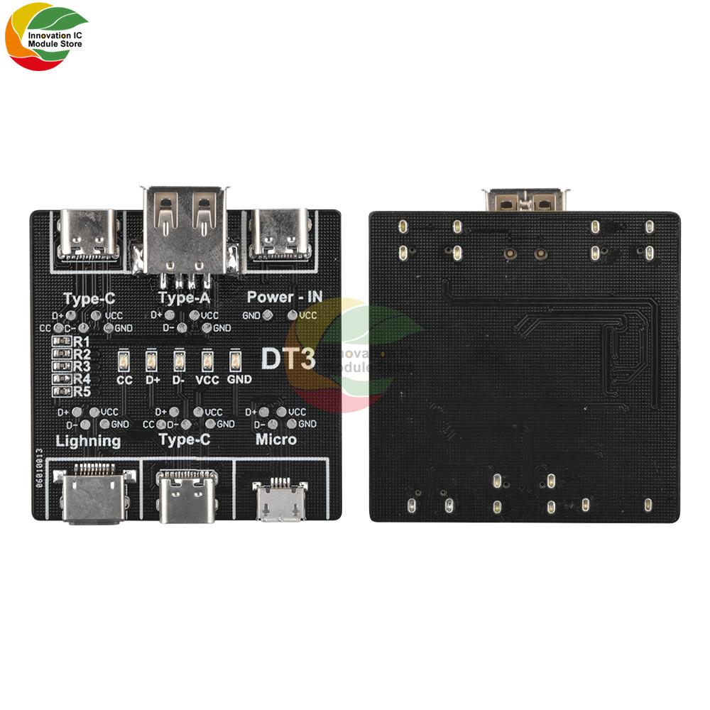 Плата для обнаружения кабелей данных DT1 Микротип Type-c Интерфейс USB Кабель данных Детектор кабелей данных USB Переключатель Тестер кабелей данных USB Портативный