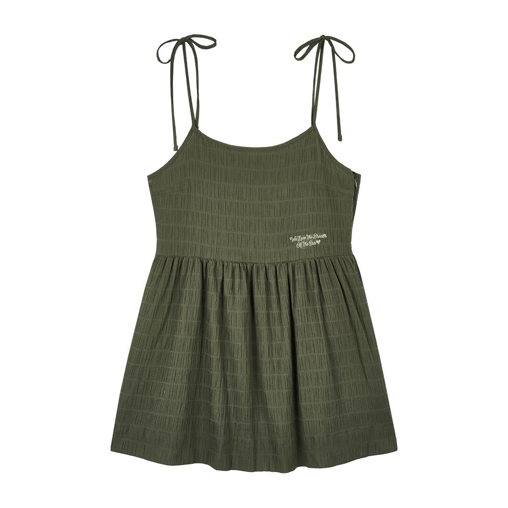 Naked Surf Club Wrinkle Ribbon Mini Dress (Khaki)