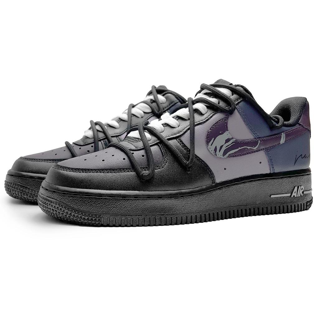 Nike Nike Air Force 1 Нескользящие Устойчивые к истиранию Низкие Скейтбордические Кроссовки Унисекс Черно-Фиолетовые CW2288-001(Команда285-)