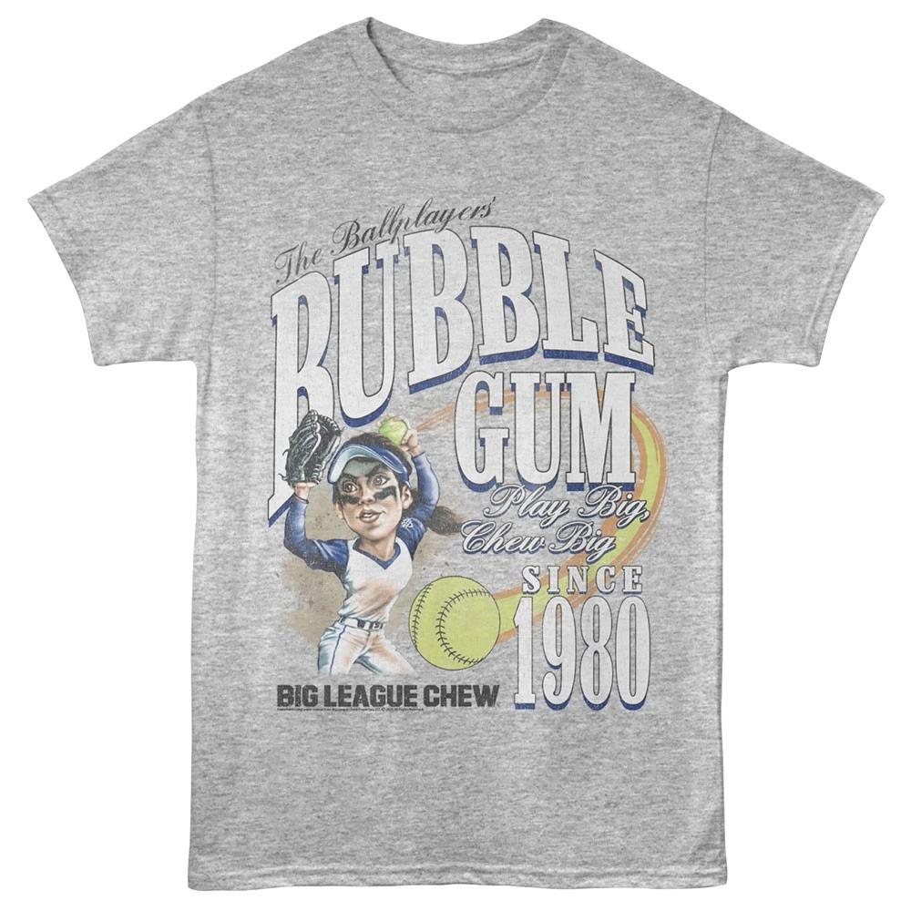 Жевательная резинка Big League Chew с 1980 года Синяя форма Игрок в софтбол Мужская футболка