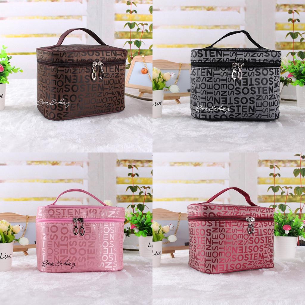 Новая Корейская Стильная Большая Сумка для Макияжа Портативный Дорожный Органайзер с Алфавитным Рисунком и Нейлоновой Подкладкой