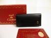 Подлинный Pasha de Cartier Черная кожа 4 фото Брелок #a943 Восстановленный