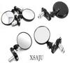 XSAJU Motorcycle Mirror, Left & Right Set, Bar-End Mirror, Universal, Round Shape, Foldable, Black