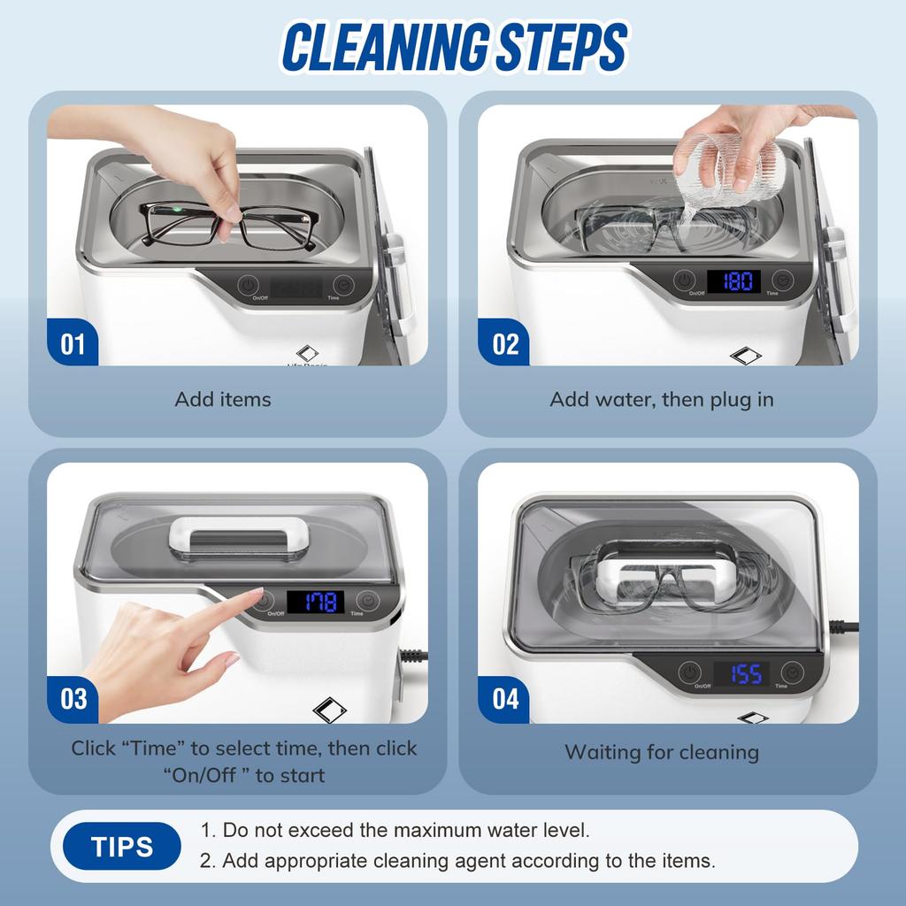 LifeBasis Ультразвуковой 600 мл Мощный Осциллятор для Мощного Улучшенного Настольного Очистителя для Ежедневного и Прецизионного использования с Сенсорным экраном CDS-100 Очиститель,