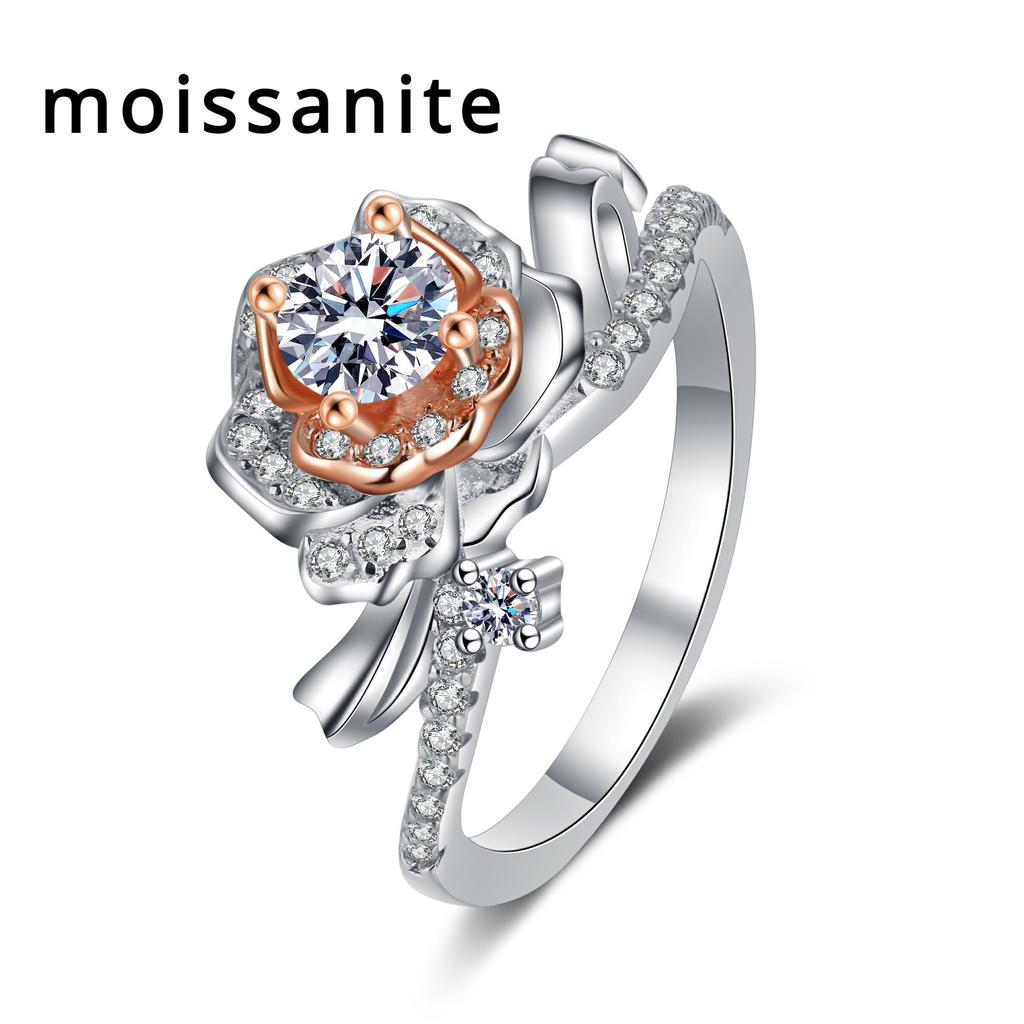 Кольцо из стерлингового серебра 925 пробы для женщин, цвет розового золота, покрытие белым золотом, 50 очков, кольцо с муассанитом, обручальное кольцо, предложение, кольцо, подарок для подруги