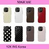 Роскошный чехол Clmj с какао-точками в горошек для iPhone 17 16 15 14 13 12 11 X XS XR Air Pro Max Plus Двухслойная задняя крышка