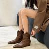 Spring Autumn Pointed Toe Women Chelsea Boots Fashion Back Zippers Shoes Street Style Internal Elevation Ladies Short Booties