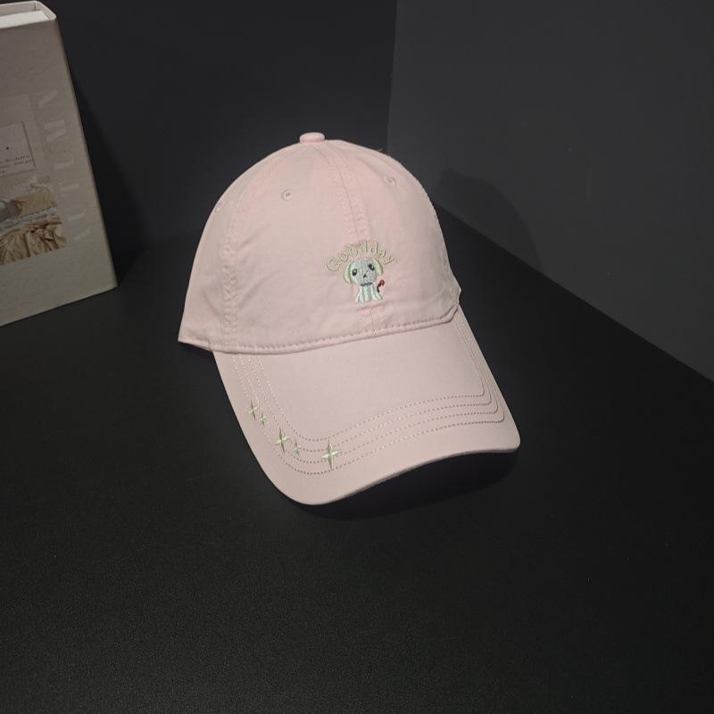 Cartoon embroidery age-reducing sweet girl dopamine wears a baseball cap to show her face, cute puppy peaked cap children