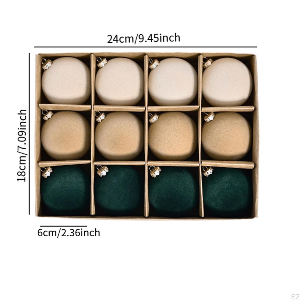 12 предметов - Украшения, Флокированные рождественские украшения, Разбитые декоративные шары