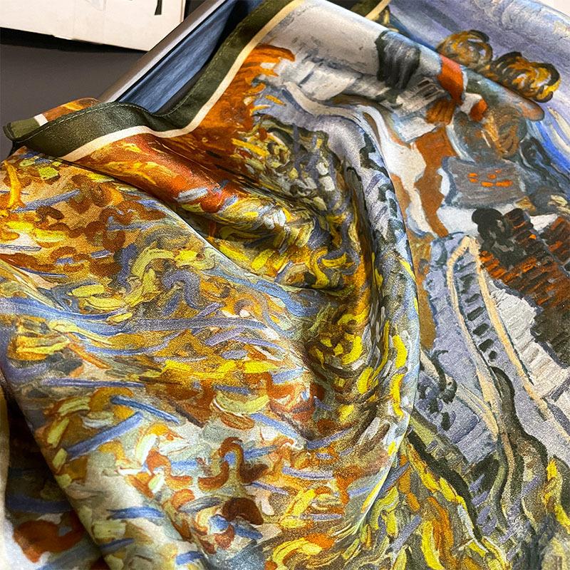 Hangzhou Silk New Silk Small Square Scarf Scarf Decorative Scarf Lady's Temperament Neck Protection Mulberry Silk Printed Silk Scarf