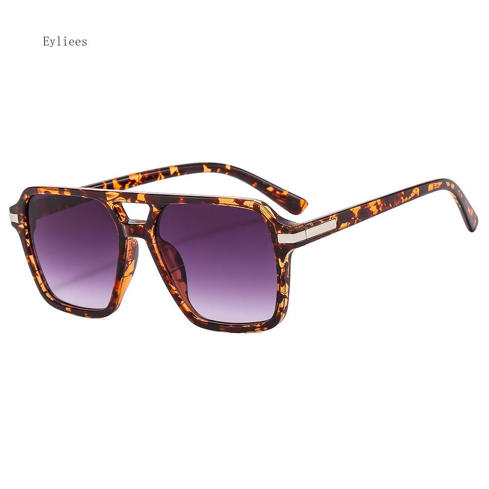 Классические квадратные солнцезащитные очки Мужские Женские Винтажные Новая Мода Коричневые Двойные Переносицы Женские Солнцезащитные очки Инс Популярные Оверсайз Очки