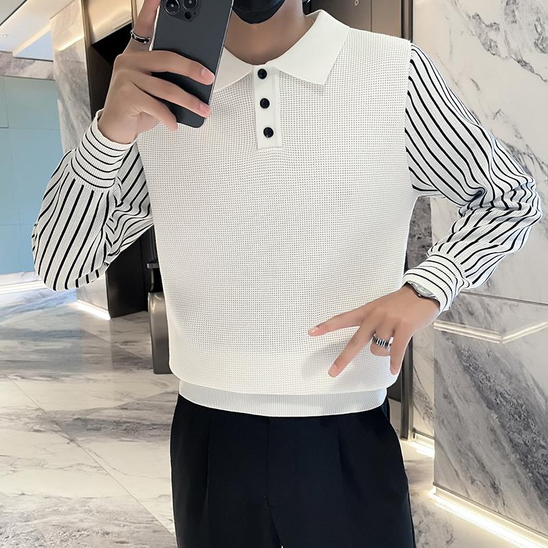Утолщенный свитер из двух частей с воротником рубашки, осенне-зимний трикотаж в корейском стиле для молодежи, теплый свитер для отдыха