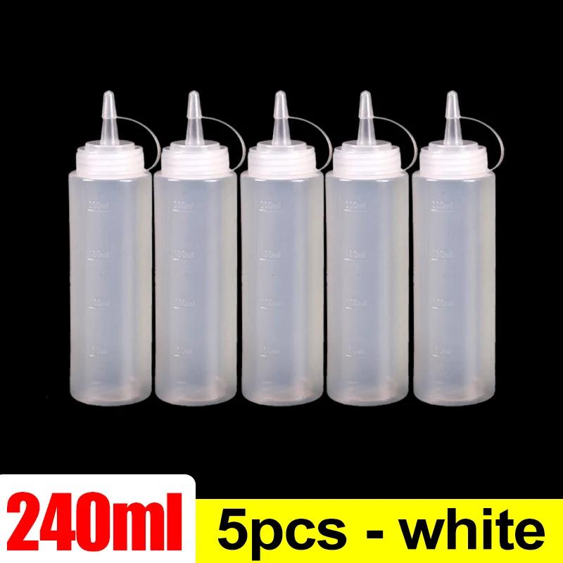 Plastic Condiment Squeeze Bottles Ketchup Mustard Salad BBQ Olive Oil Dispenser Seasoning Sauces Bottles Kitchen Tools 240/480ml