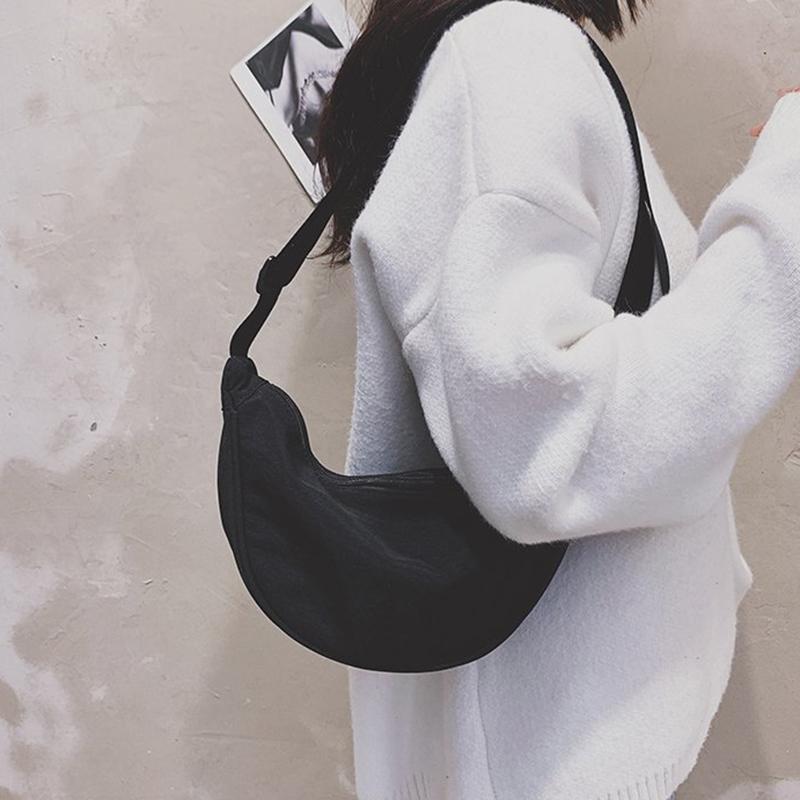 Yogodlns Casual Nylon Shoulder Dumpling Bag Light Crossbody Bag Large Capacity Waist Bag Fashion Half-moon Hobo Bag Clutch