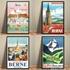 Modern Bern City Switzerland Travel Canvas Painting Vintage HD Picture Poster Coated Wall Sticker For Living Room Home Frameless