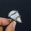 Moonstone Gemstone Copper Wire Wrapped Handmade Jewelry Ring All Size For Woman