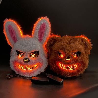 Ужасающая Кровавая Маска Кролика Медведя Хэллоуин Светодиодная Светящаяся Маска Животного Вечеринка Костюмная Маскарадный Костюм Декор
