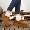 Fashion Soft Thick Bottom Furry Snow Boots Women 2025 Winter Chunky Platform Fluffy Fur Ankle Boots Cute Plush Ball Bowknot Cotton Shoes