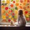Double Sided Printed Decals 6Pcs Fall Window Clings, Pumpkin Maple Leaf Autumn Thanksgiving Theme Party Supplies Decorative Stickers, Adhesive-Free