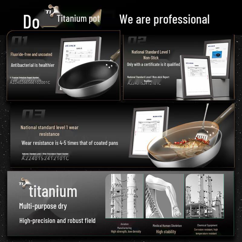 Midea 30cm Titanium Stainless Steel 0-Coating Non-stick Wok
