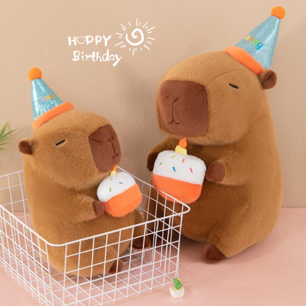 Плюшевая игрушка капибара на день рождения в цилиндре, пушистая кукла капибара, домашний декор