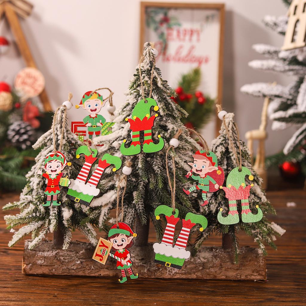 Новые 12 шт. рождественские украшения, красочные деревянные подвески в виде куклы-эльфа, аксессуары для рождественской елки, домашние праздничные украшения