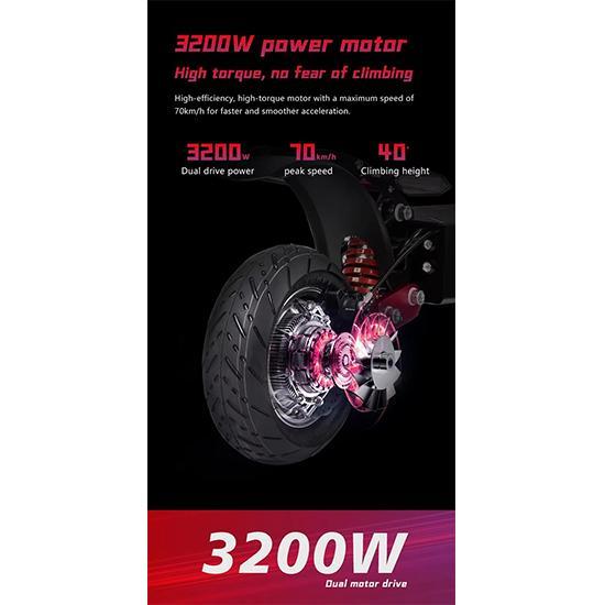 Boyuda's new electric scooter Q7Pro Max, equipped with 3200W dual motors, 52V28AH battery, application control, and silent tire scooter