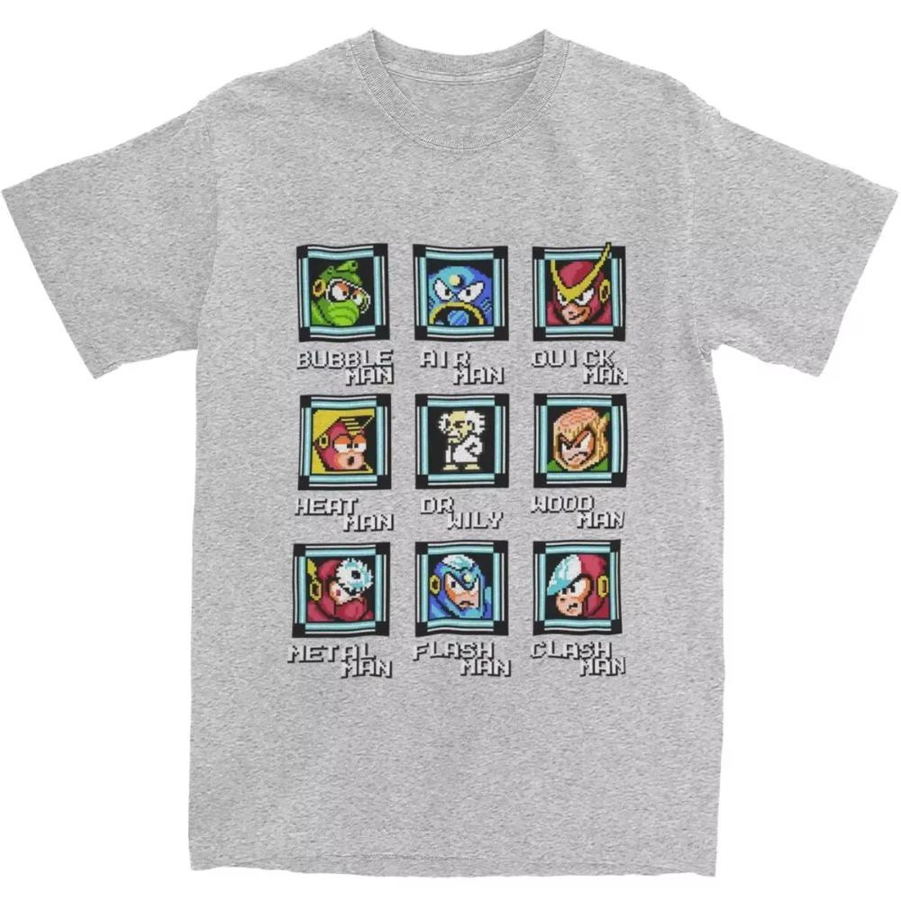 Мужская женская футболка NES Retro Video Game Mega Man Bosses, аксессуары, футболка Megaman Gaming из хлопка, одежда, потрясающая футболка