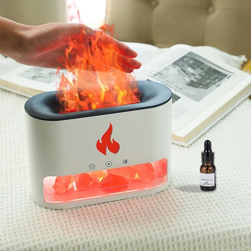 Flame Air Crystal Salt Aromatherapy Ultrasonic Essential Oil Diffuser, Cool Mist Humidifier for Bedroom