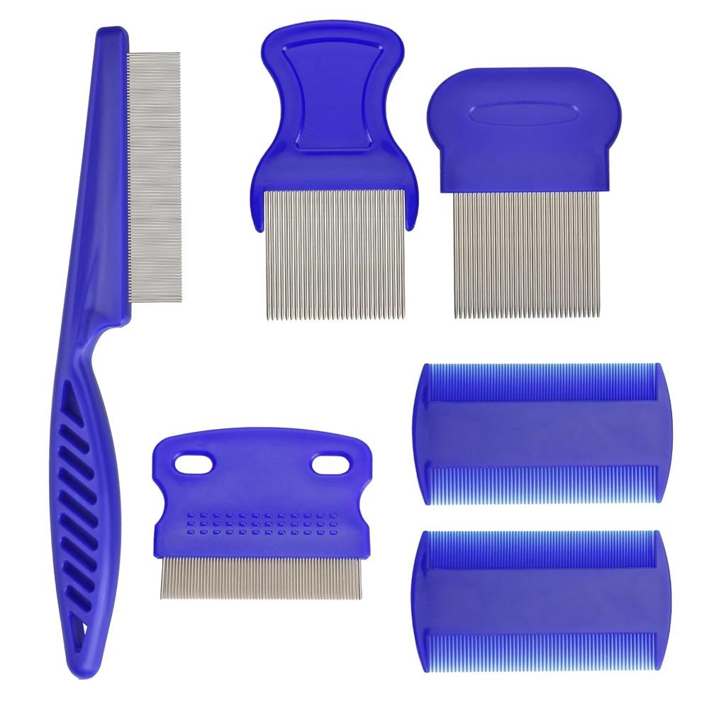 6Pcs/Set ABS Lice Comb Kit Fine-tooth Lice Nits Removal Comb  For Small, Medium & Large Pets