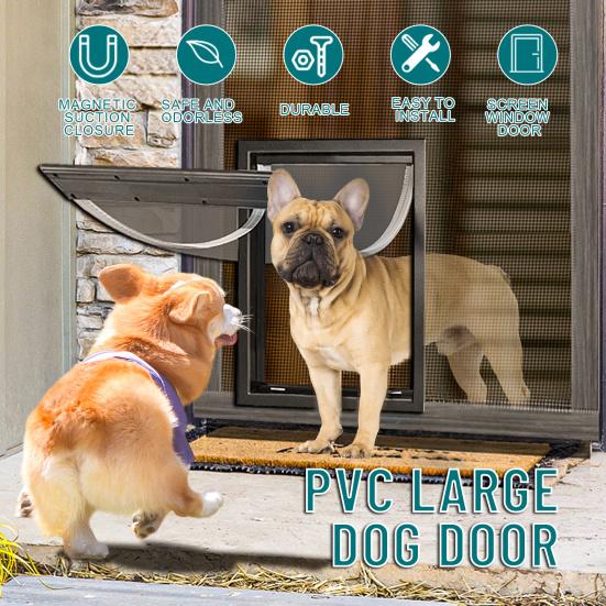 XL Dog Door, Plastic Doggie Door, Extreme Weather Doggy Door, Giant Dog Door for Large and Extra Large Dogs, Magnetic Position Large Doggy