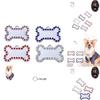 Pet Diamond Edge Dogs Tag Bone Shaped Anti Loss Jewelry Metal Pink Pendant Blue