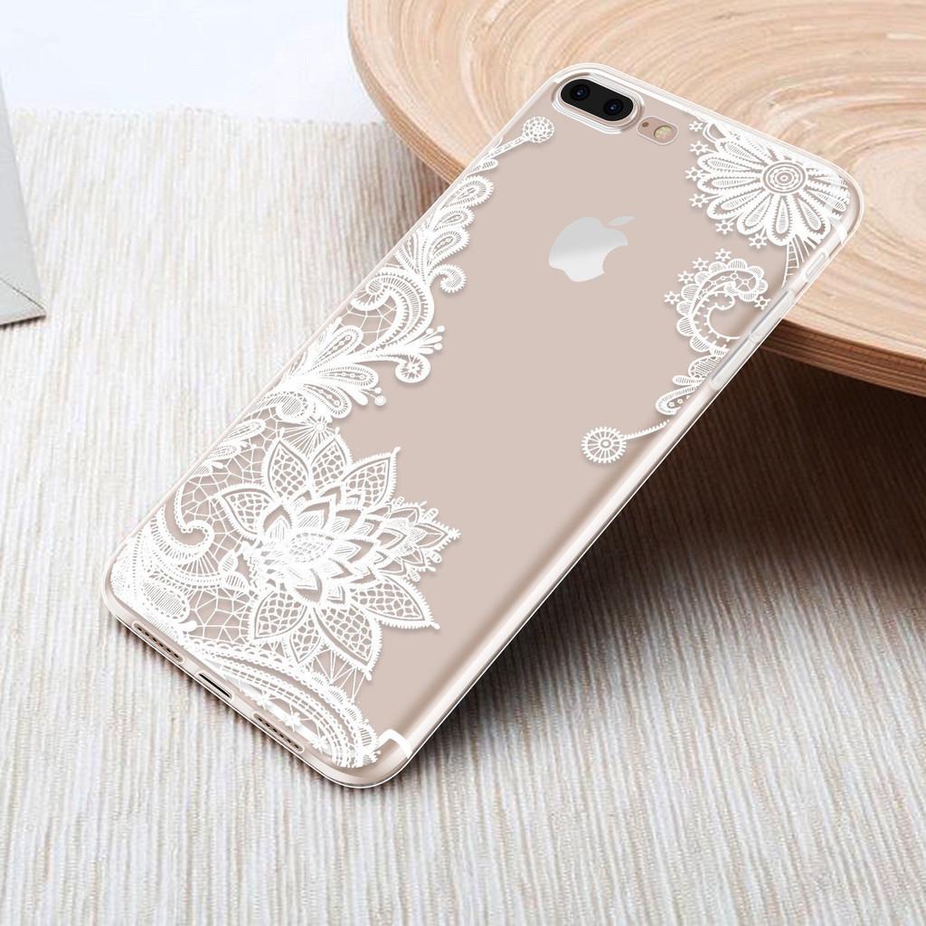 Lace Flower Slim Clear Soft Silicone Case Cover For Iphone X 6s 7 Plus 8