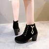 2025Женские ботильоны на высоком каблуке Осенне-зимние ботильоны Женская мода Новая женская обувь Коричневые Черные Короткие ботинки Женские Botas De Mujer
