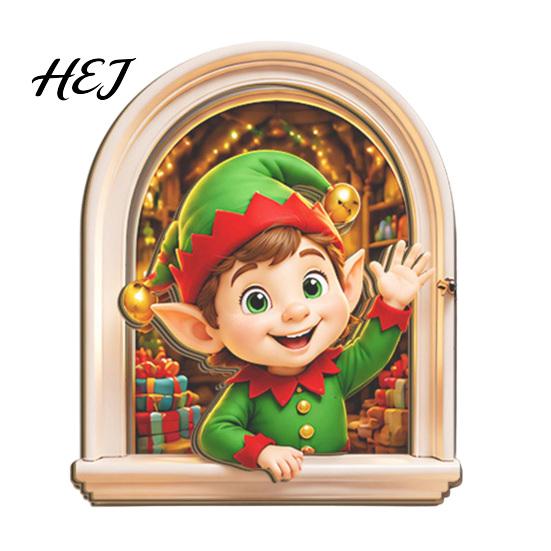 Natural Wood Holiday Accents Arch Wooden Christmas Fridge Magnet Set, Window Frame Gift for Home Magnetic Decor Refrigerator Metal Surface,