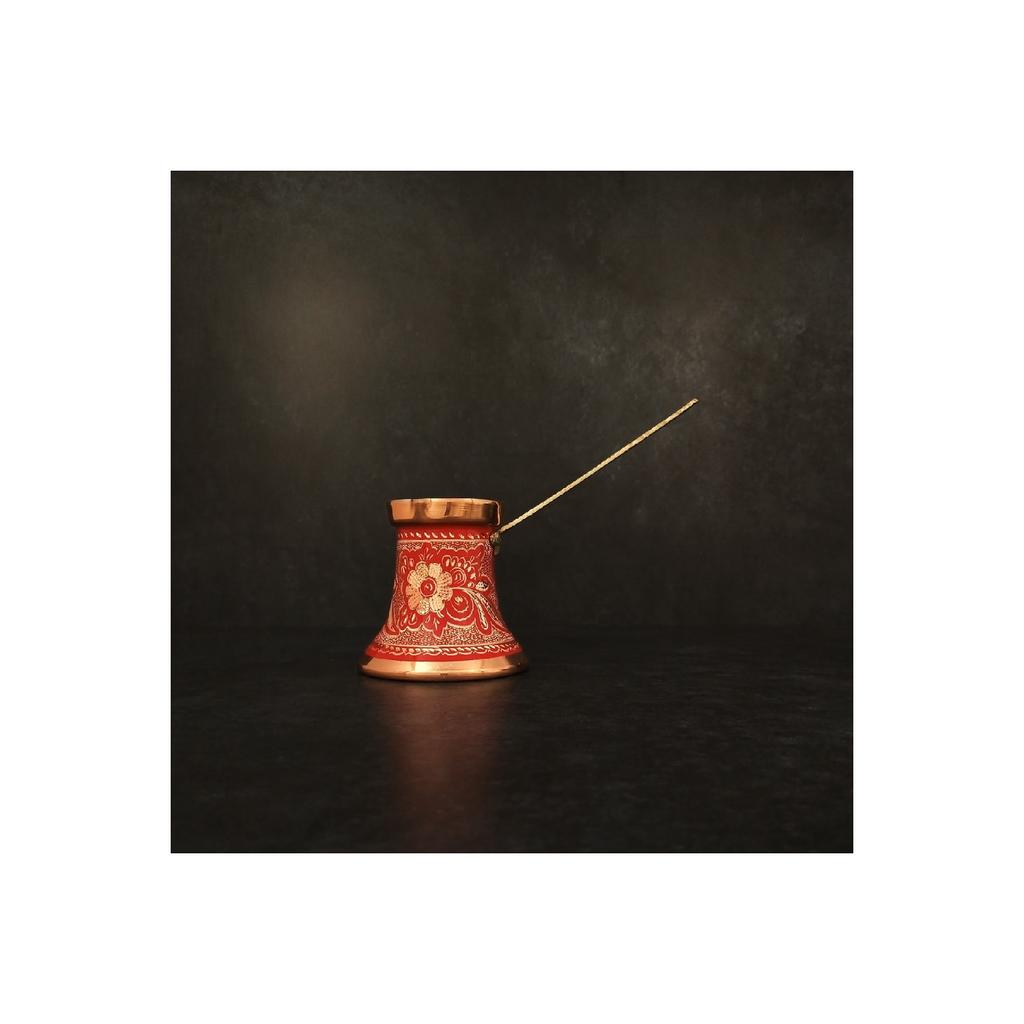 Вышитый вручную луженый толстый медный кофейник ручной работы